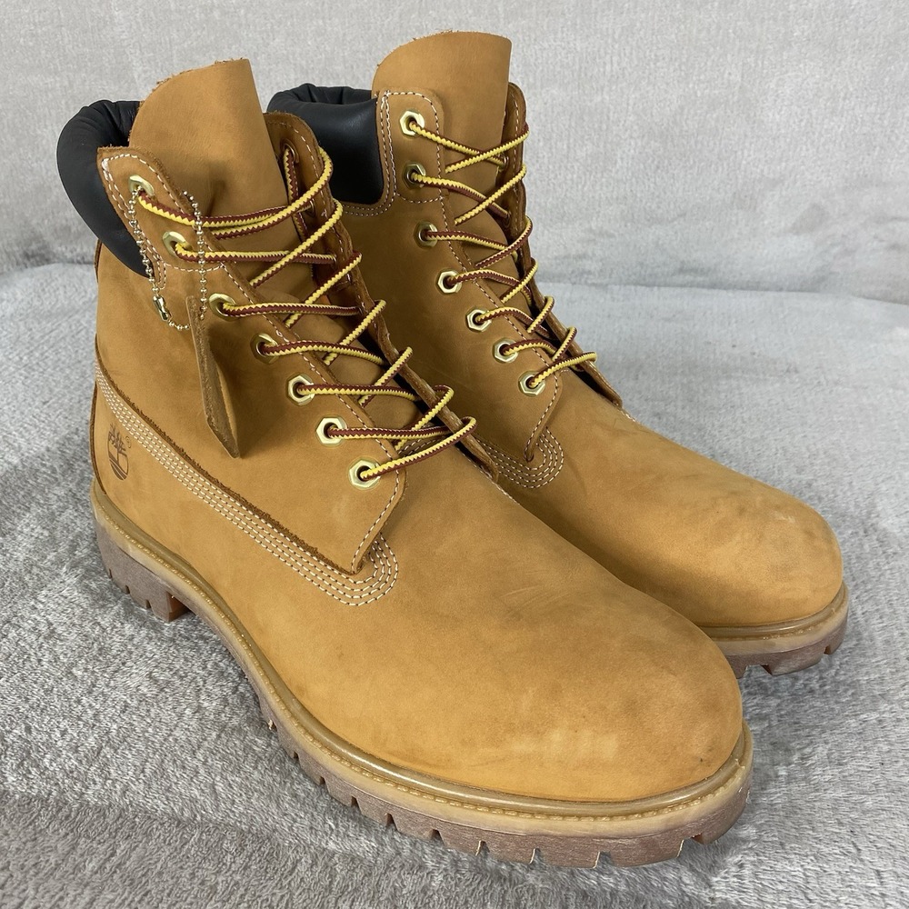 Timberland Premium 6 inch Mens Work Boots Size 12 Wheat Nubuck Waterproof